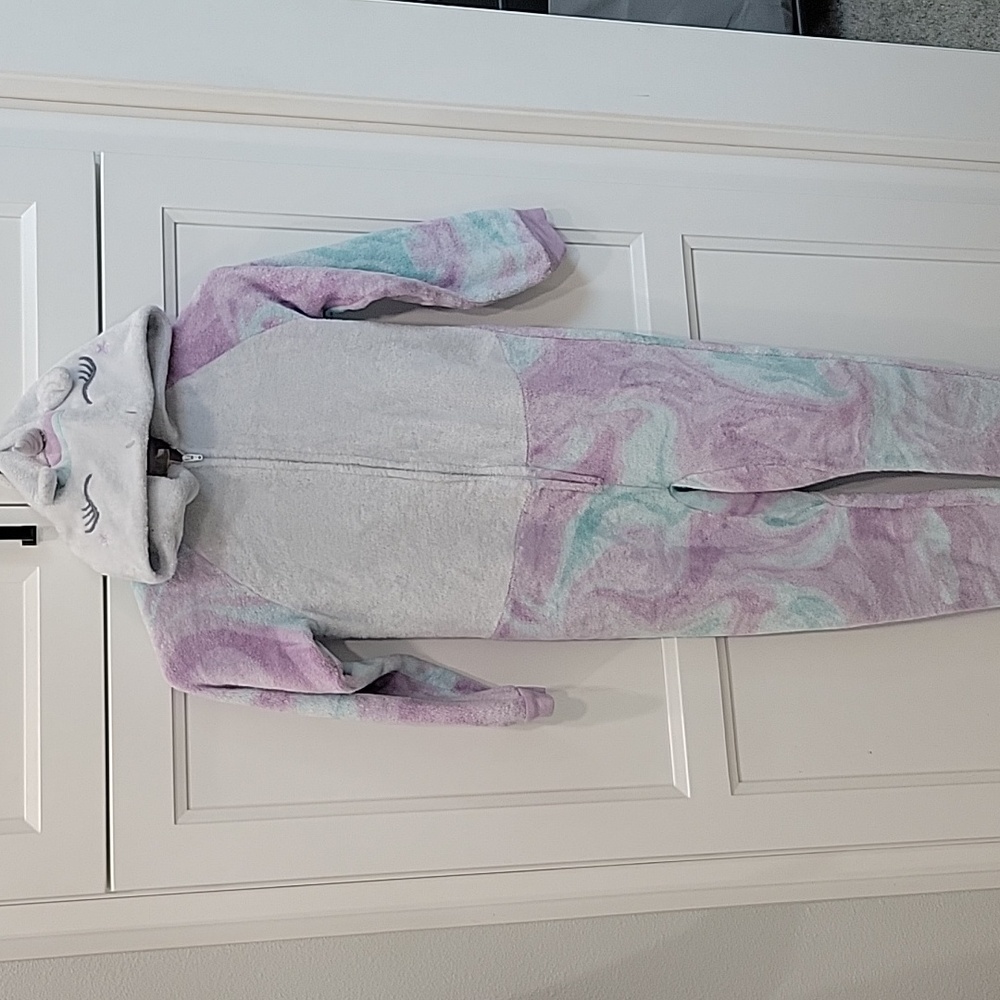 Pastel Unicorn Hooded Onesie Sz S (7/8)
